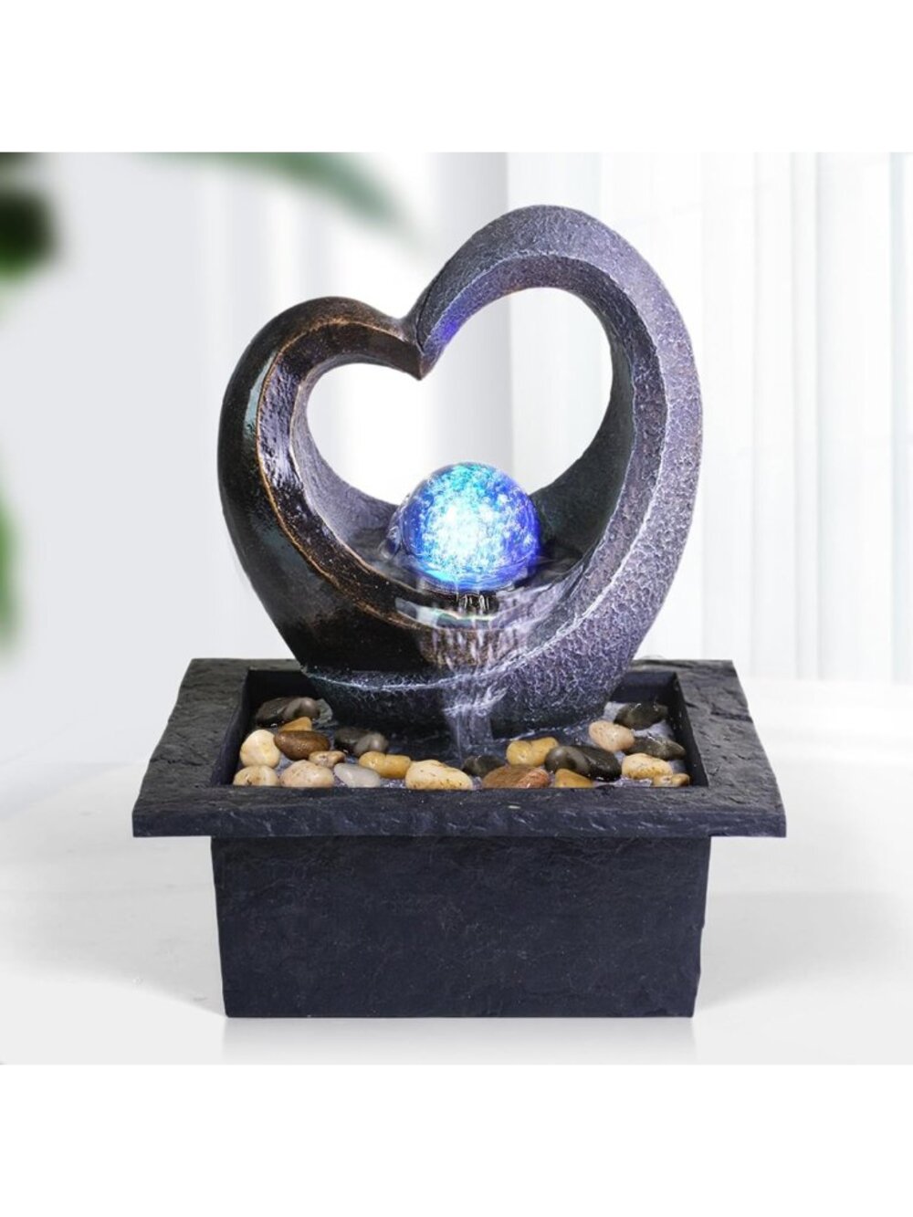 Indoor Tabletop LED Waterfall Fountain for Relaxation & Meditation Decor